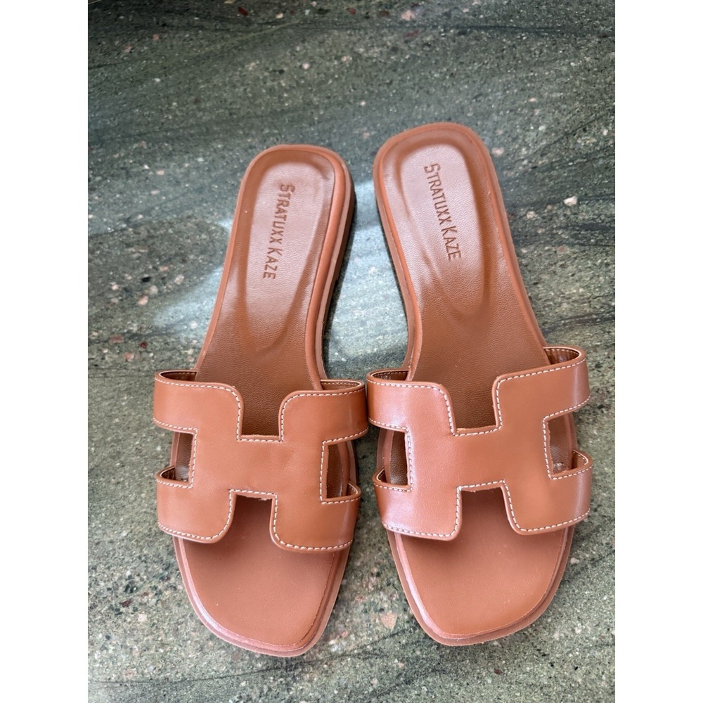 Stratuxx Kaze Open Toe Flat Dress Sandals Women's Size 7 Brown Casual Fashion